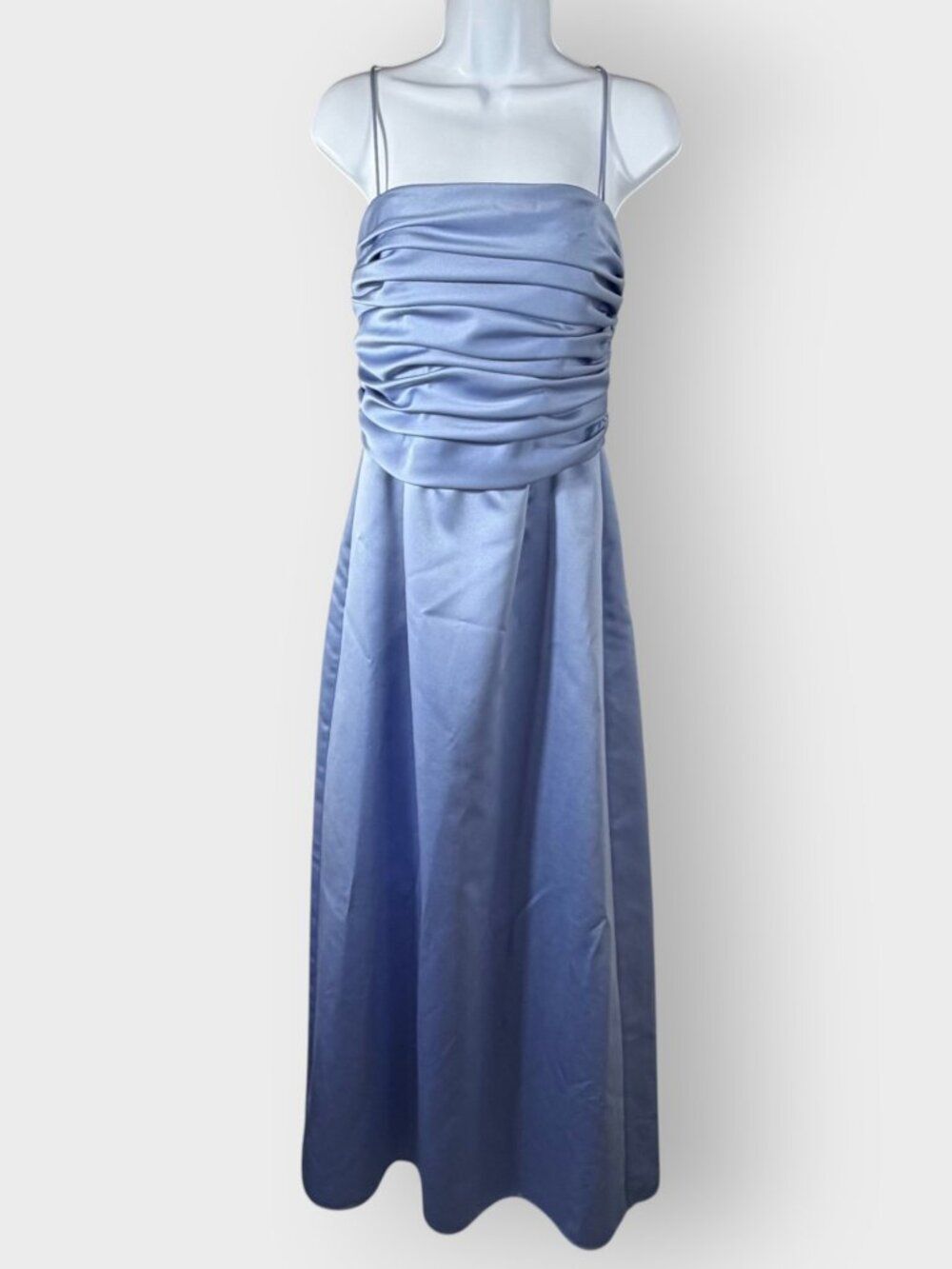 Vtg Y2K Night Way Formal Maxi Dress | Periwinkle Satin | 90s Prom HOCO